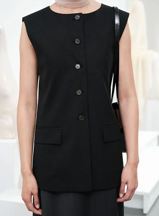 Женский жилет AMOMENTO Oversized Button Up Vest Black