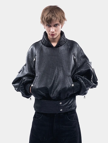 Куртка NO/FAITH STUDIOS Dried Concrete Leather Hoodie Black