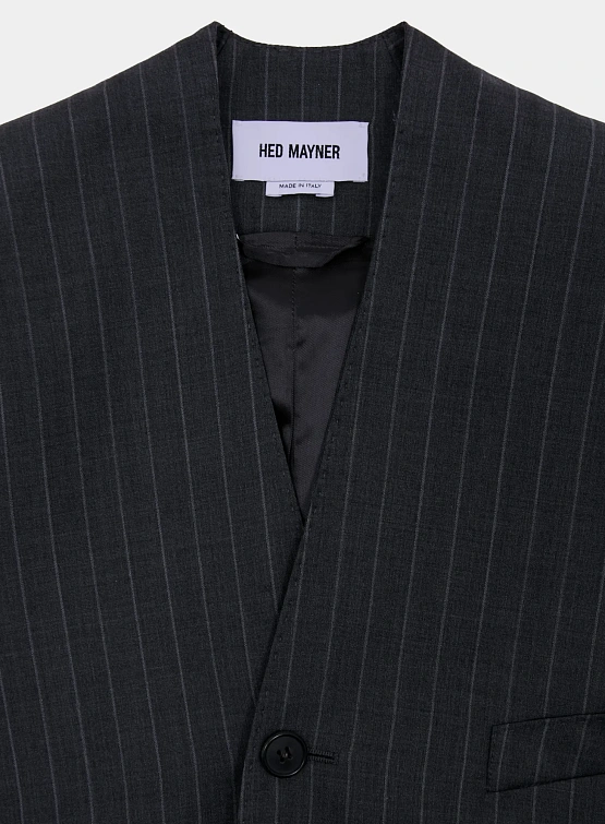 Блейзер Hed Mayner Pinstripe Cashmere Blazer Dark Grey