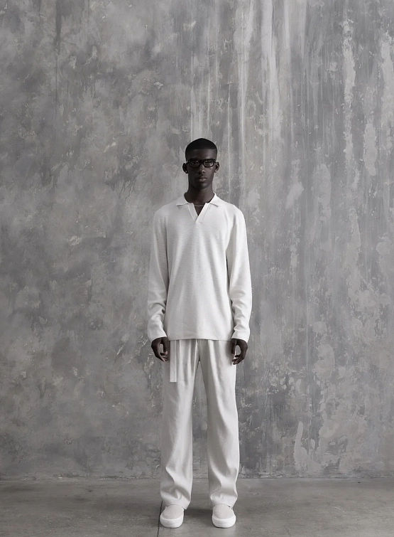 Рубашка-поло Stampd Ribbed Knit LS Polo Fog