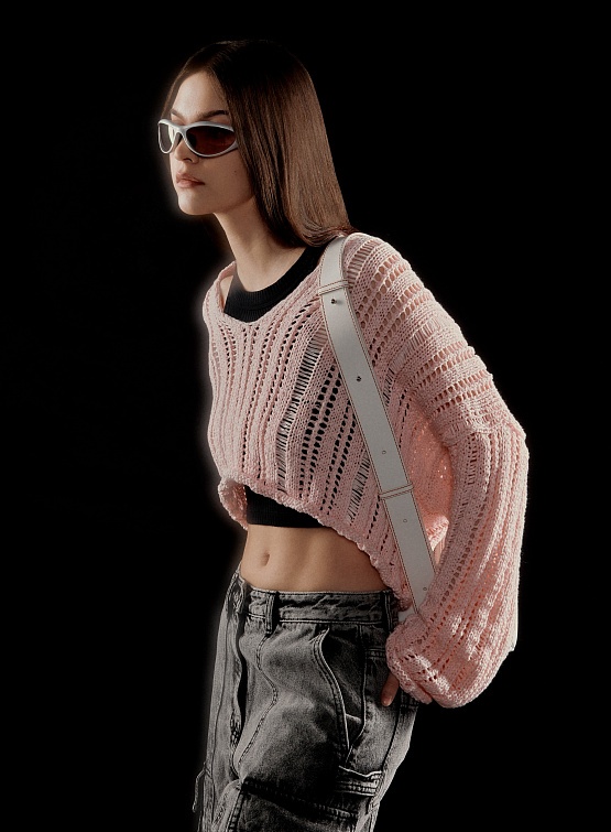 Женский свитер Open YY V-Neck Open Sweater Pink