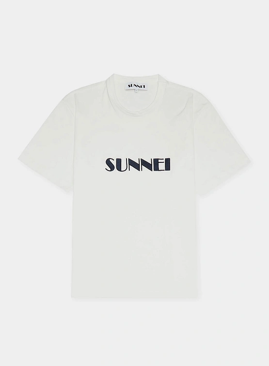 Футболка Sunnei Classic Big Logo Embroidered Off White