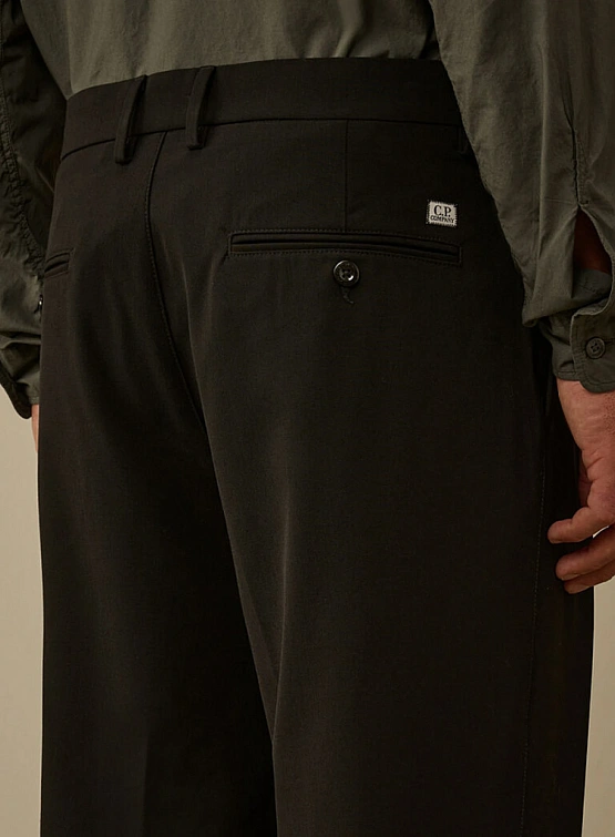 Брюки C.P. Company Wool Gabardine Loose Cargo Black
