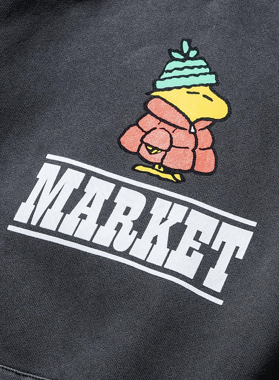 Худи MARKET Peanuts Puffer Hoodie Washed Black