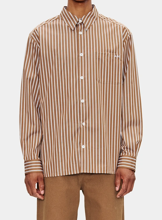Рубашка A.P.C. Malo Logo Brown