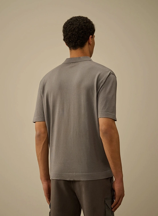 Поло C.P. Company Lisle Thread Knit Smoked Pearl Grey