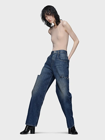 Женские джинсы Maison Margiela Cut-Out Washed Indigo