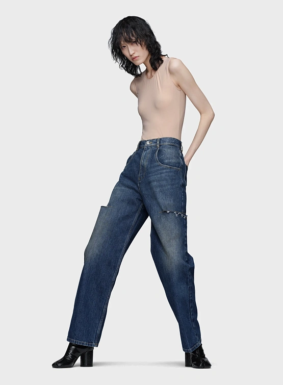 Женские джинсы Maison Margiela Cut-Out Washed Indigo