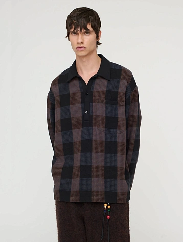 Лонгслив Song for the Mute L/S Polo Towel Check Black