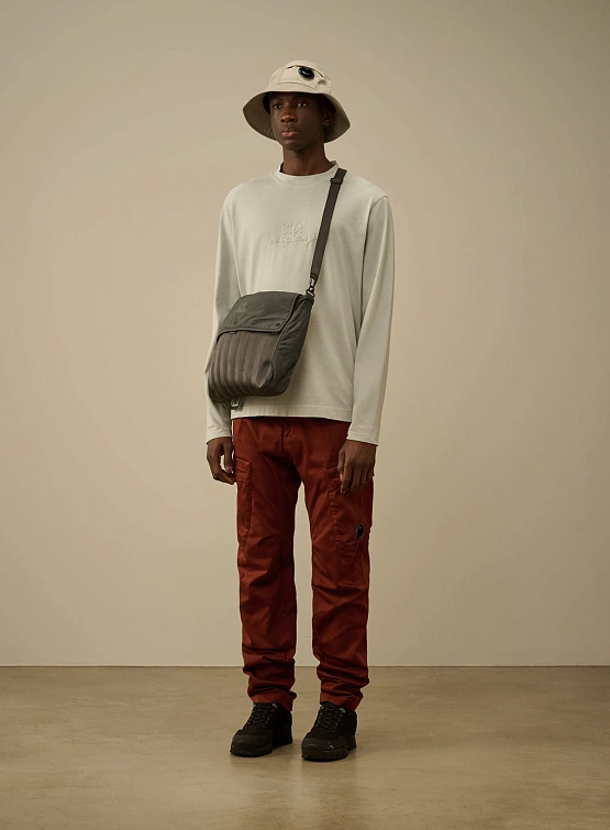 Лонгслив C.P. Company 20/1 Jersey Boxy Logo Blue Fox Grey