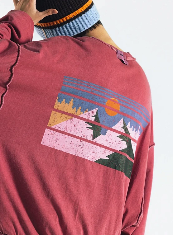 Свитшот ANGLAN Reversible Pigment Two Layer Washed Red