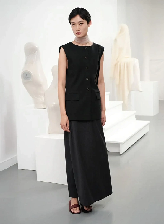 Женская юбка AMOMENTO Stripe Maxi Long Skirt Black