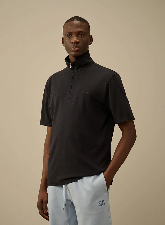 Поло C.P. Company 1020 Jersey Half Zip Total Eclipse Blue