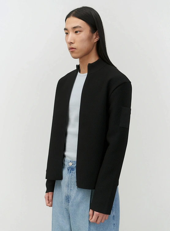 Кардиган AMOMENTO Mock Neck Zip-Up Cardigan Black