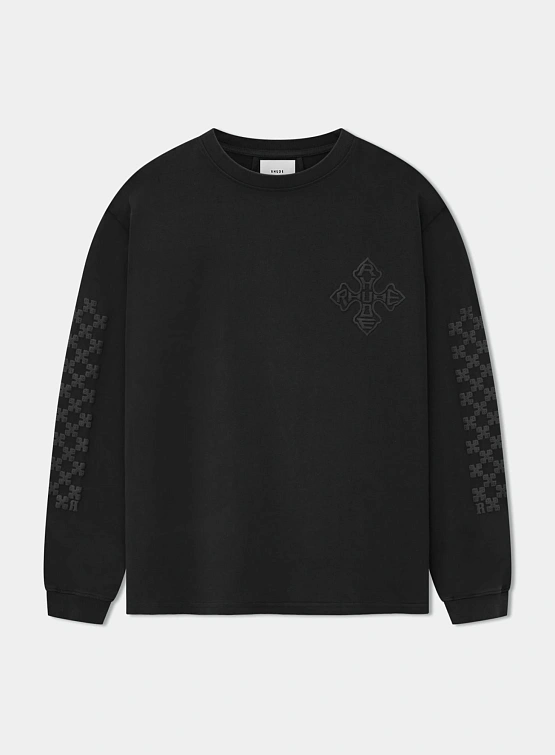 Лонгслив RHUDE Cross Logo Ls Vtg Black/Black