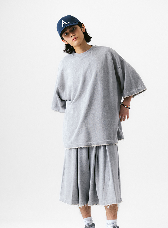 Футболка ANGLAN Valley Tuck Sweat Half Tee Melange Grey