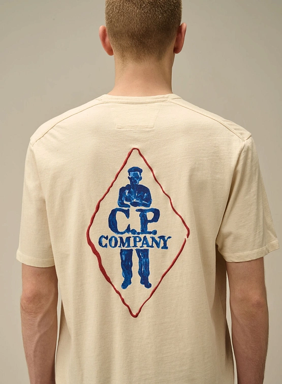 Футболка C.P. Company Natural Jersey Logo Pistachio Shell