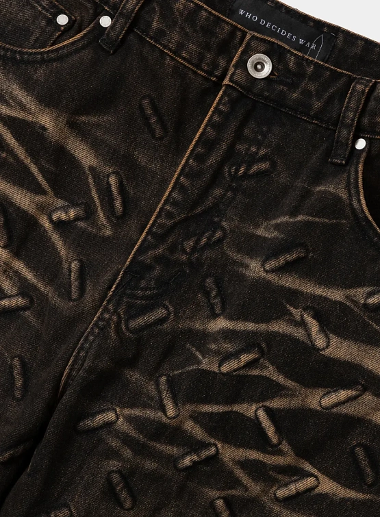 Джинсы WHO DECIDES WAR Thread Plate Coal/Tan