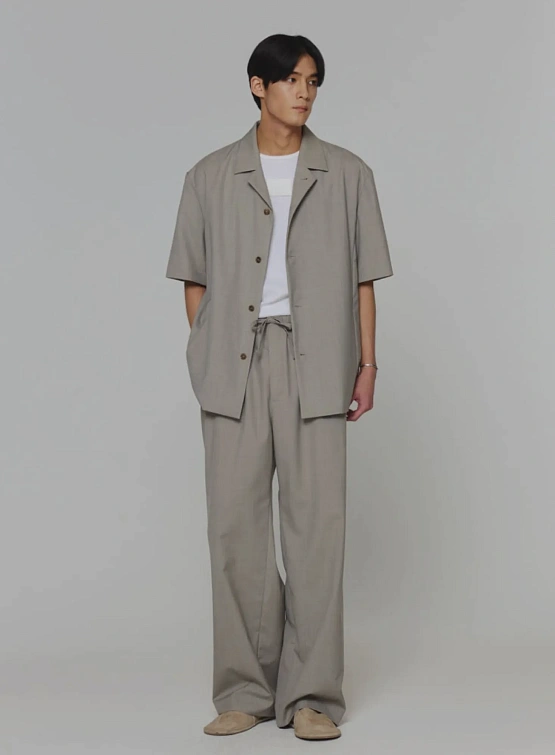 Рубашка AMOMENTO Wool Button Up Beige