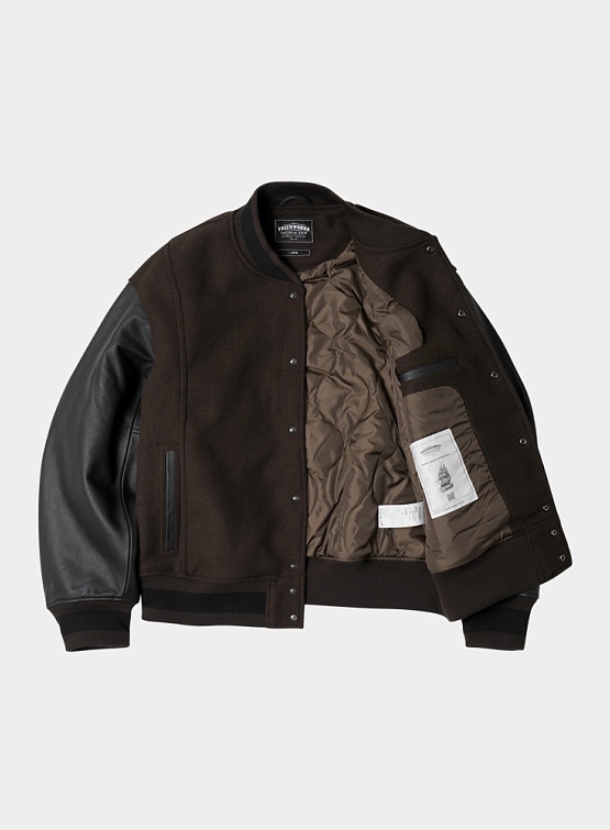 Бомбер FrizmWORKS Cowhide Leather Varsity Brown