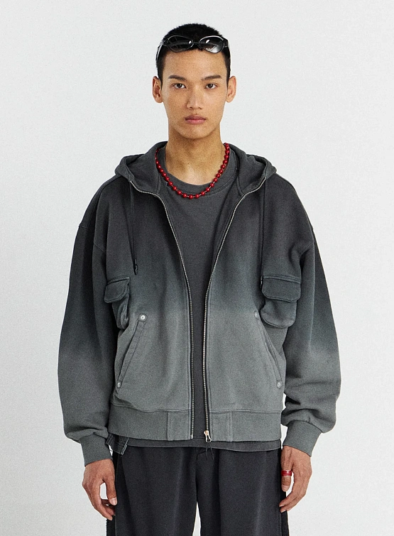 Зип-худи UNAFFECTED Dyed 4P Zip-Up Charcoal