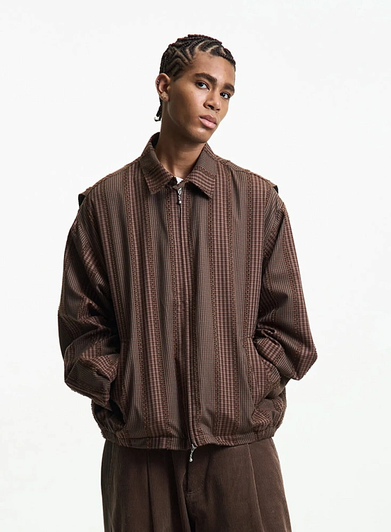 Овершот MERELY MADE Premium Banshu-Ori Fringe Check Brown