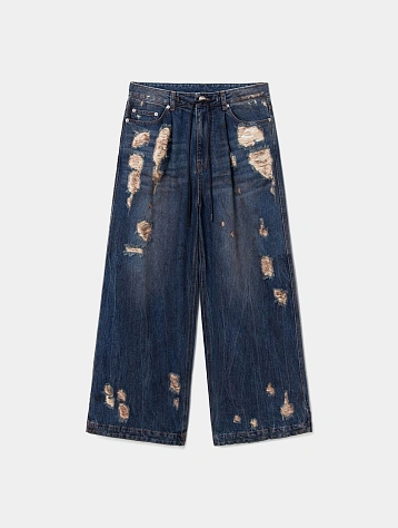 Джинсы JUUN.J Oil-Washed Distressed Denim Blue