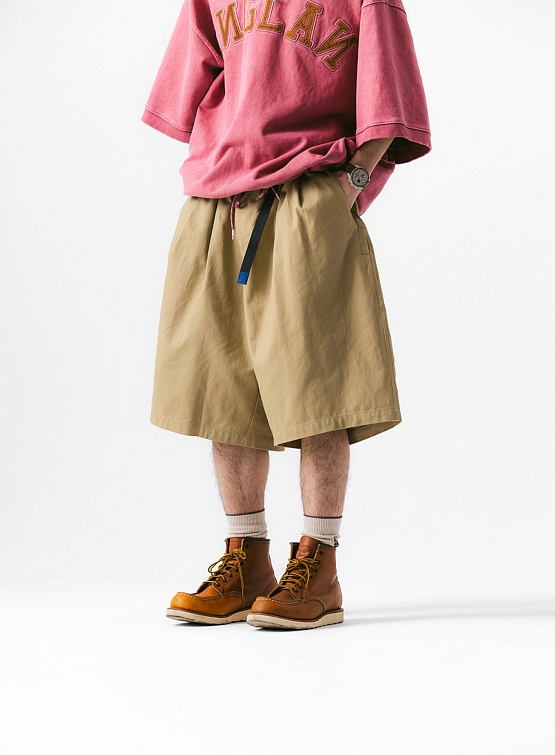 Шорты ANGLAN Twill Tuck Belt Wide Half Pants Beige