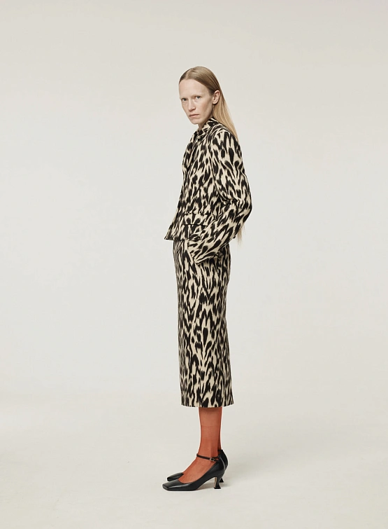 Женская юбка Recto Leopard Wool Midi Dark Brown