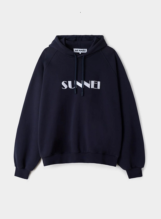 Худи Sunnei Hoodie Big Logo Embroidered Dark Blue