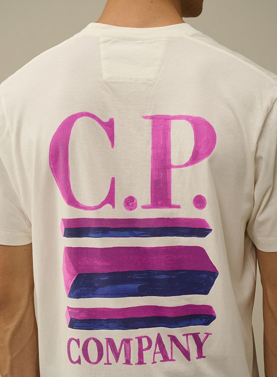 Футболка C.P. Company 30/1 Graphics Logo Gauze White