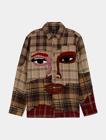 Рубашка KidSuper Face Patchworked Flannel Red Multi