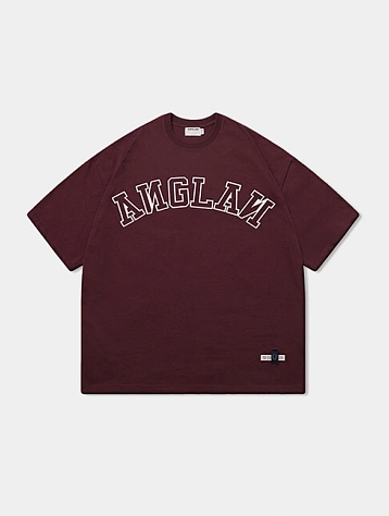 Футболка ANGLAN Applique Logo Half Tee Burgundy