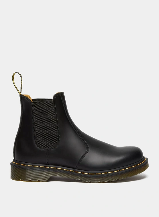 Dr. Martens 2976 Yellow Stitch Smooth Leather Black Dr. Martens Studio Slow