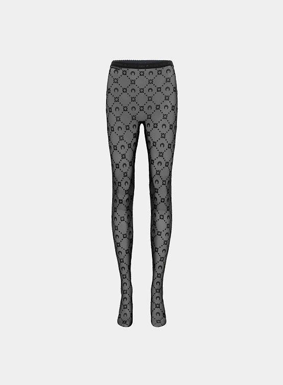 Женские колготки Marine Serre Moonogram Mesh Flock Black