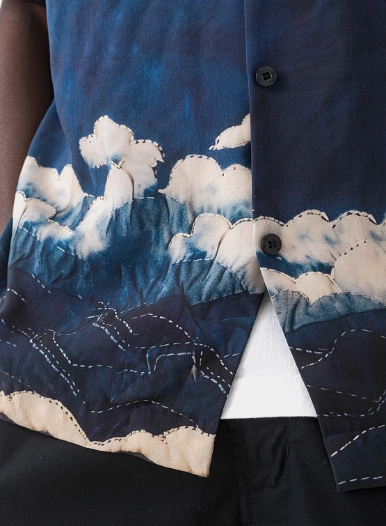 Рубашка MAHARISHI 6230 Boro Crane Camp Collar Indigo