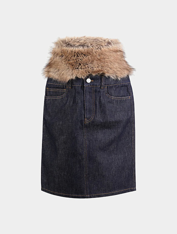 Женская юбка Coperni Faux Fur Hybrid Denim Brown Blue