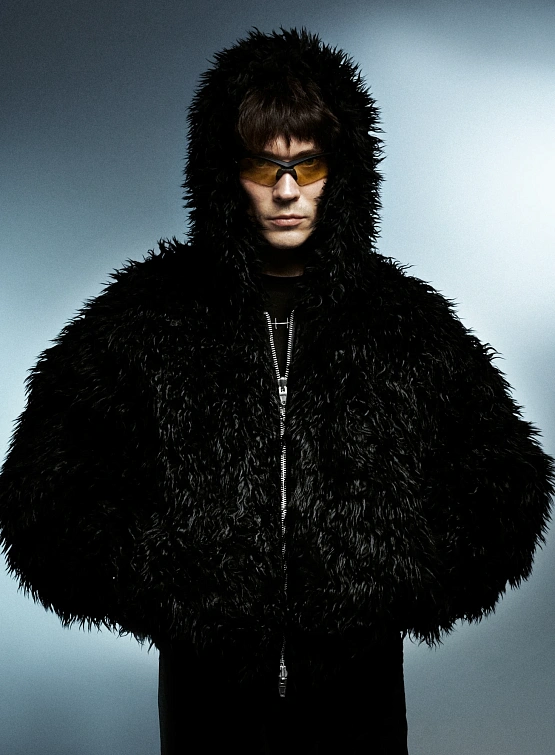 Двусторонний бомбер JUUN.J Cropped Faux Fur Reversible MA-1 Black