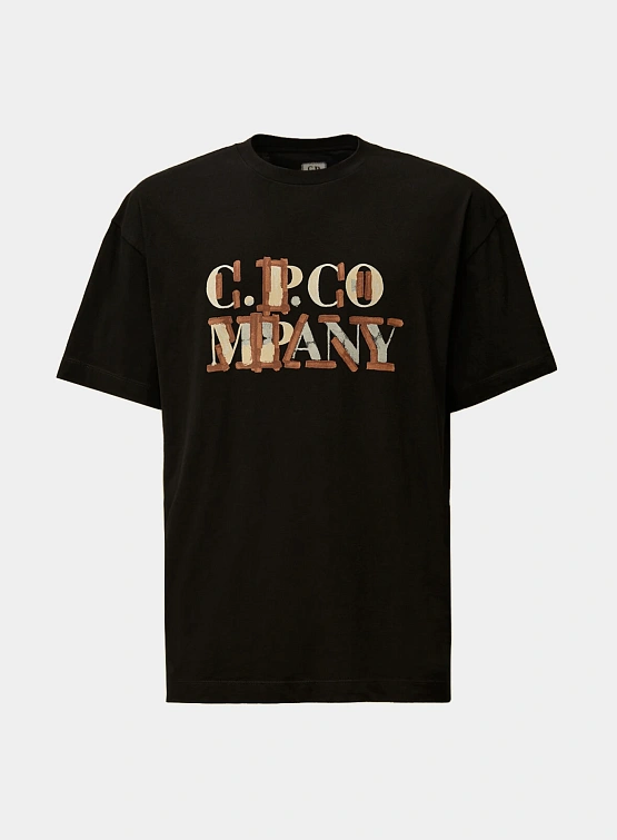 Футболка C.P. Company 30/1 Jersey Blurred Logo Black