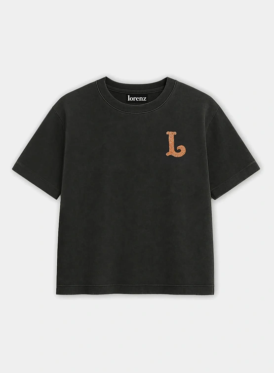 Футболка lorenz El Appliqué T-Shirt Washed Black