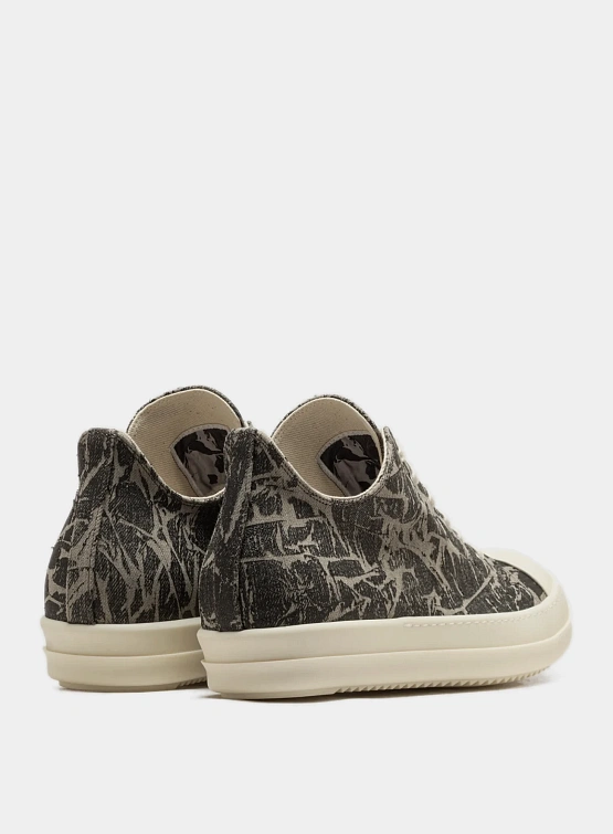Женские кеды RICK OWENS DRKSHDW Plimsolls Low Washed Foil Black/Milk