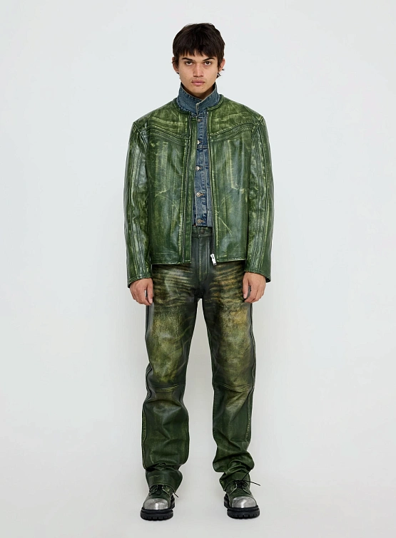 Кожаные брюки 424 Leather Rub Off Pant Green