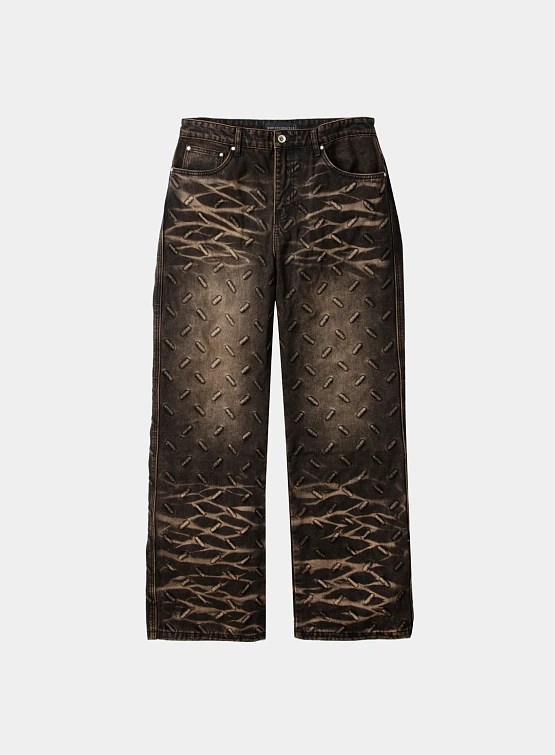 Джинсы WHO DECIDES WAR Thread Plate Coal/Tan