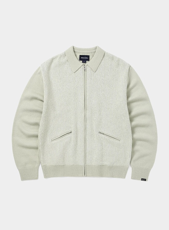 Кардиган thisisneverthat Velvet Knit Zip Polo Ivory