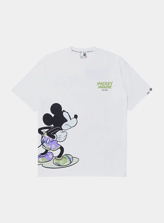 Футболка AAPE X Disney Mickey Green Graphic White