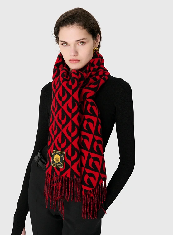 Шарф Marine Serre Moon Lozenge Wool Black/Red