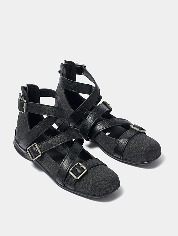 Женские балетки OPEN YY Cross Band Ankle Black