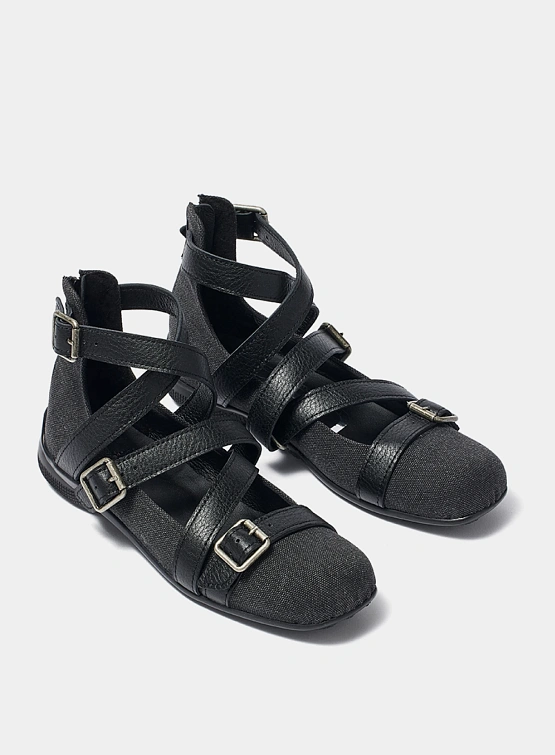 Женские балетки OPEN YY Cross Band Ankle Black