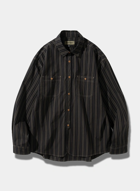 Рубашка Uniform Bridge Vintage Stripe Work Shirts Black
