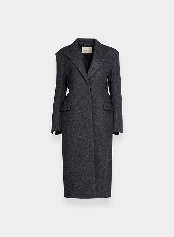 Женское пальто System Studios Structured Belt Coat Charcoal Grey